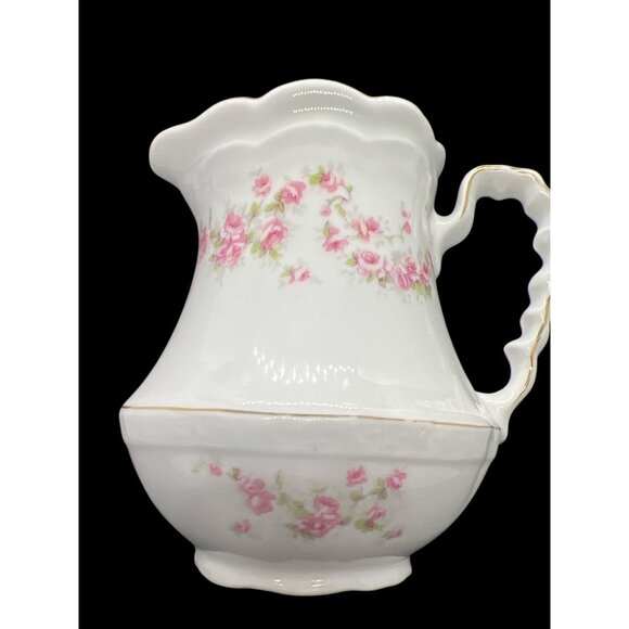 Vintage Bone China Creamer Pitcher With Pink Floral Design & Gold Trim - Picture 1 of 4